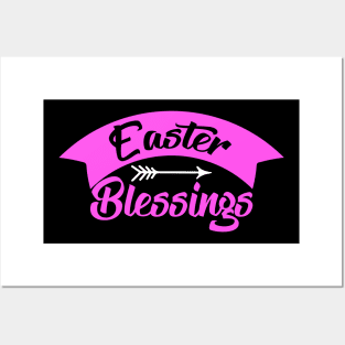 Pink words "Easter Blessings" Posters and Art